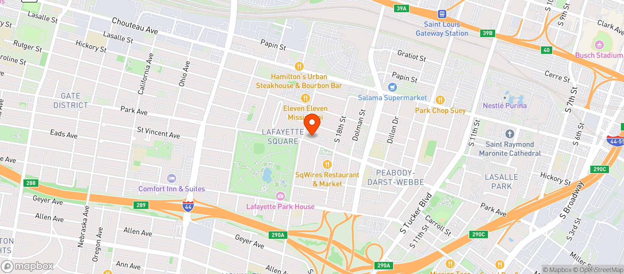 Map showing CBD Kratom Lafayette Square