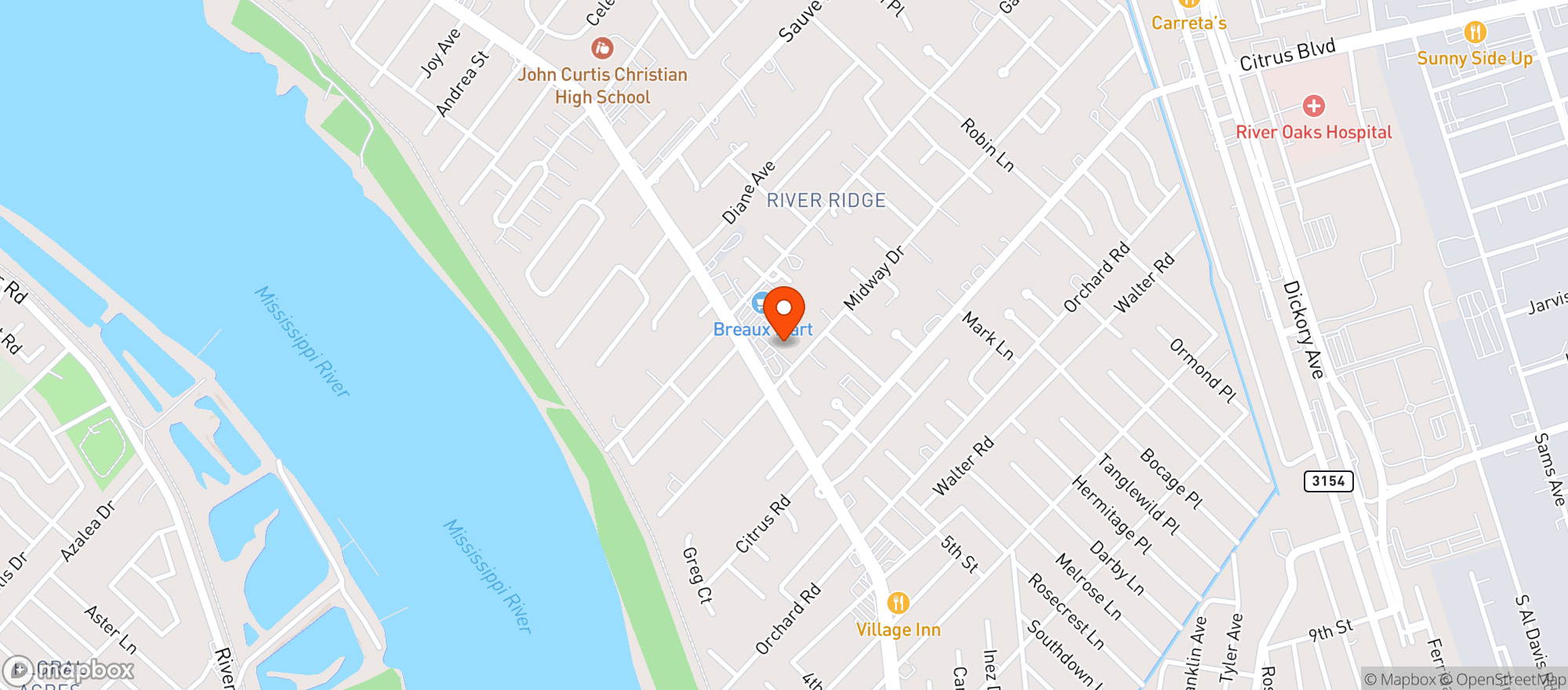 Map showing Breaux Mart #3 River Ridge
