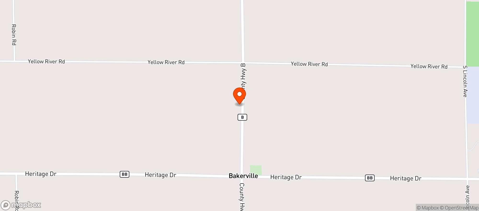 Map showing Bakerville Sports Bar & Grill