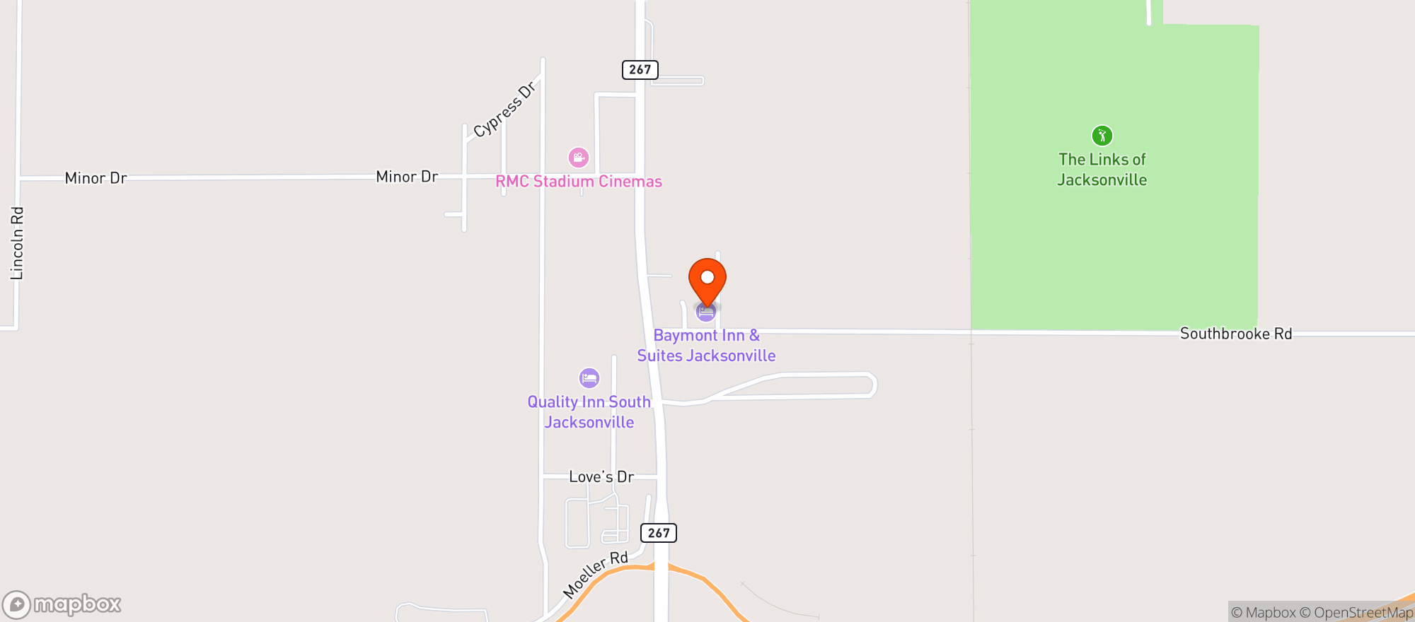 Map showing Baymont Inn & Ste Closed