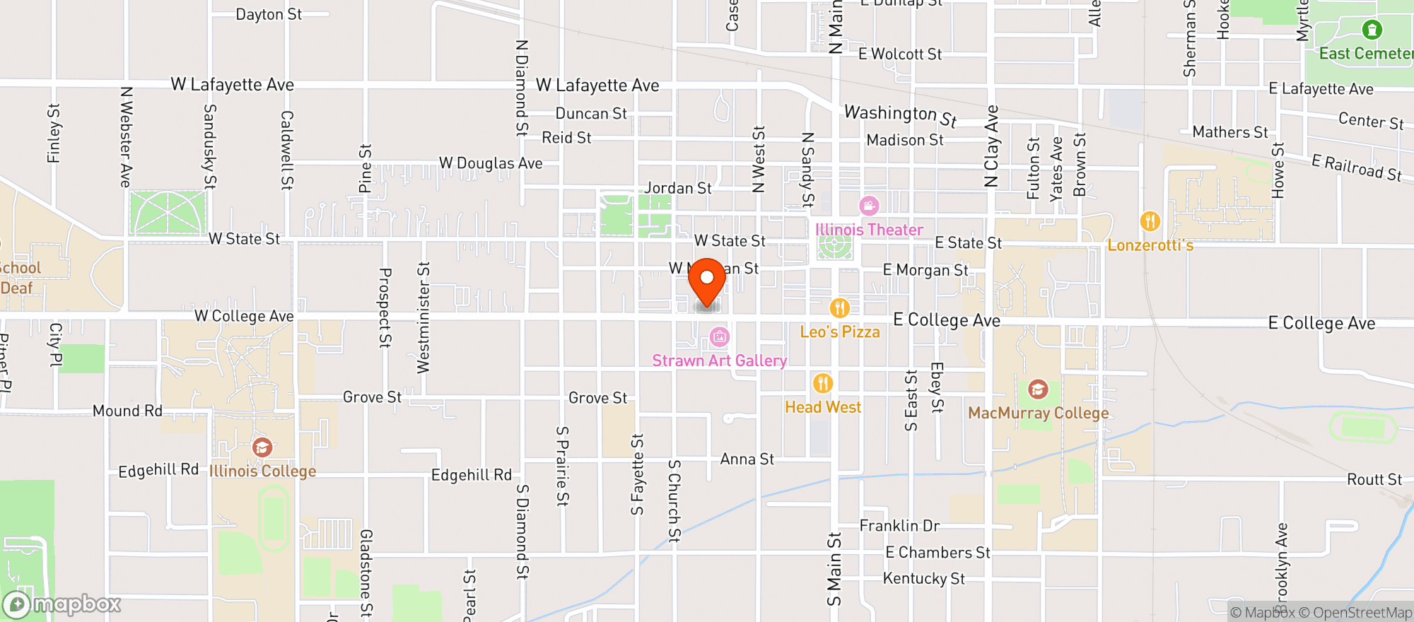 Map showing Downtown Liquors