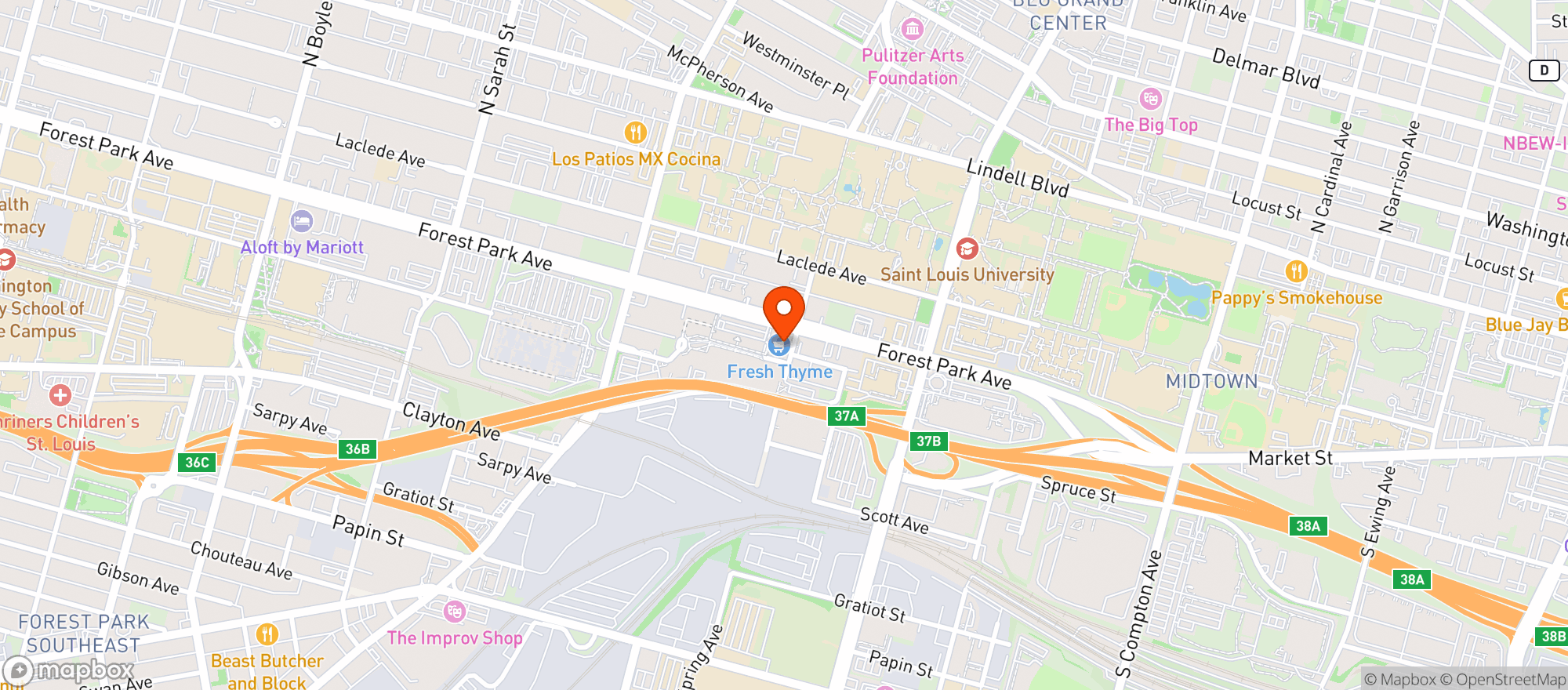 Map showing Fresh Thyme Farmers Market