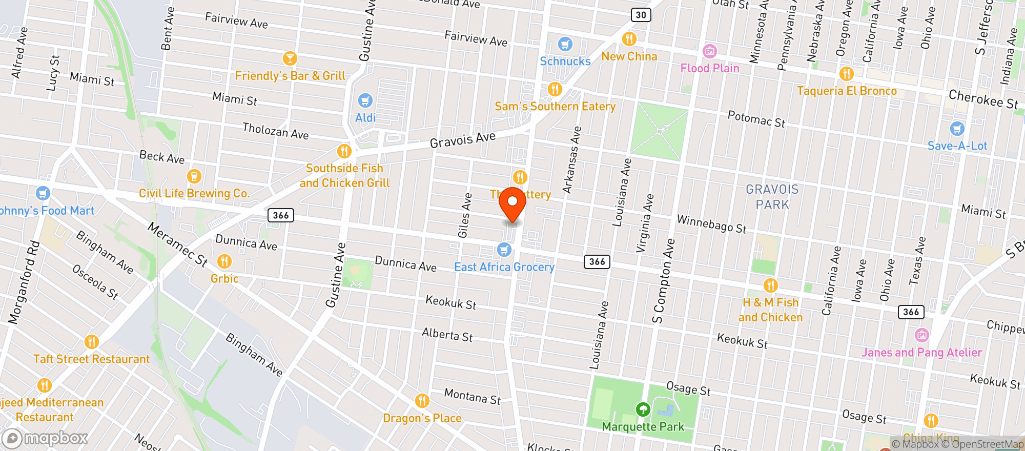 Map showing Root 66 - South Grand