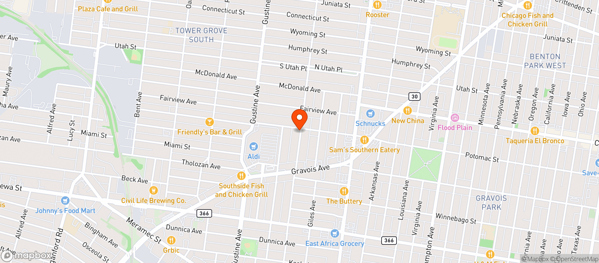 Map showing Grey Fox Pub