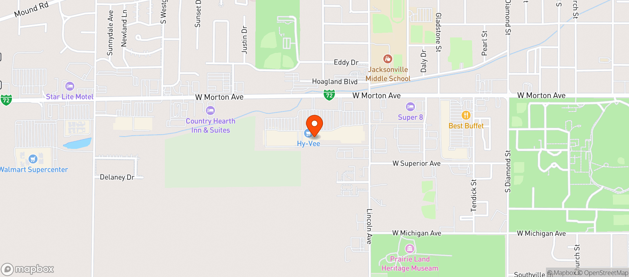 Map showing Hy-Vee Jacksonville