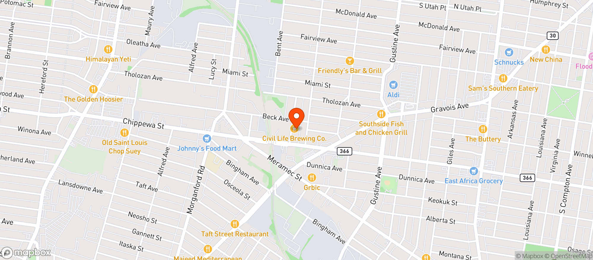 Map showing Civil Life Brewing