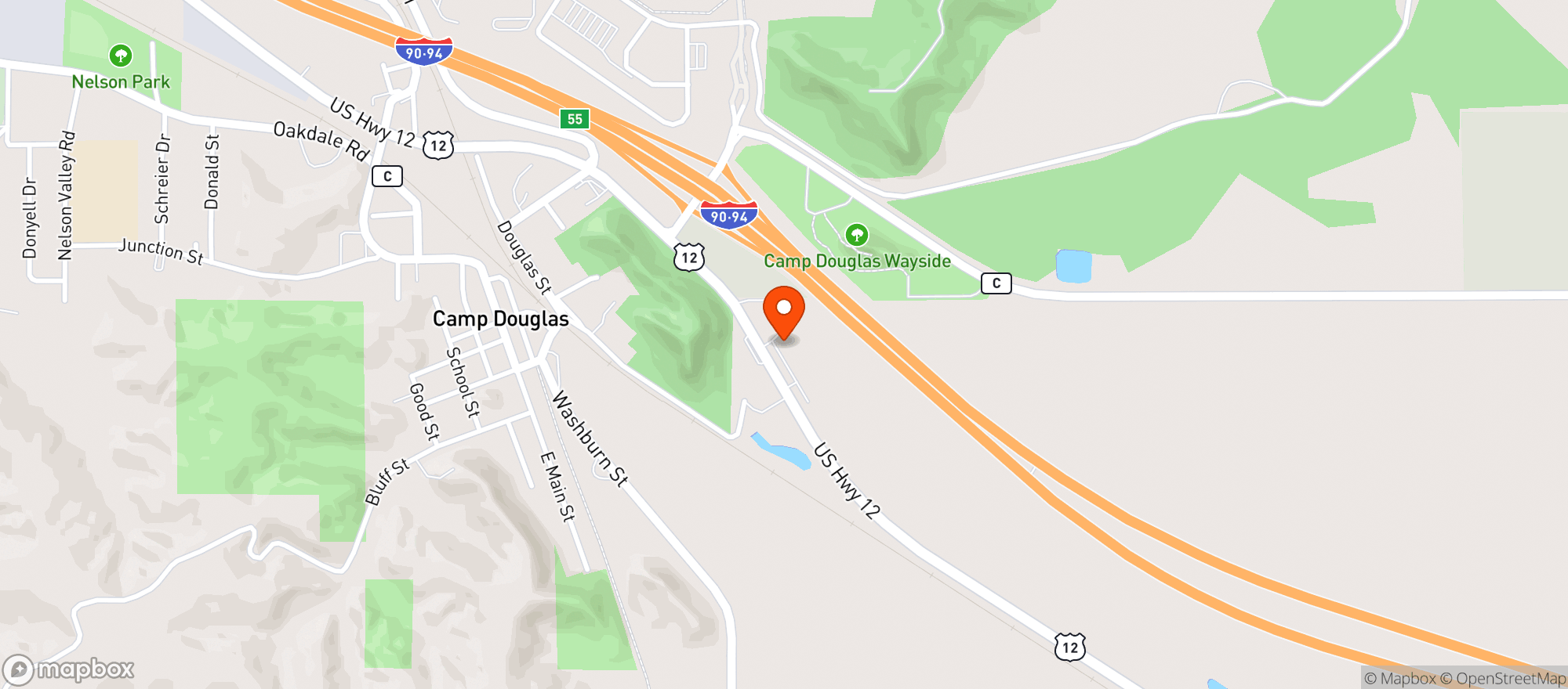 Map showing Pops Mart #207(Camp Doug)