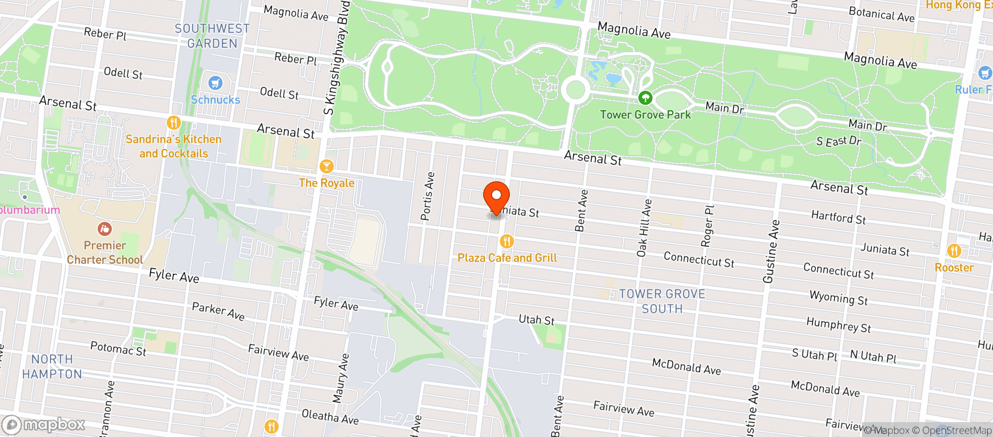 Map showing CBD Kratom Tower Grove