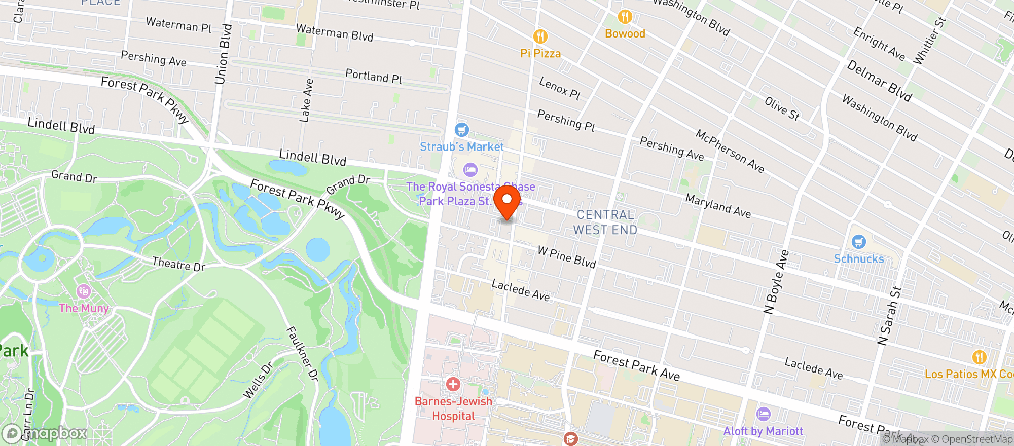 Map showing CBD Kratom Central West End