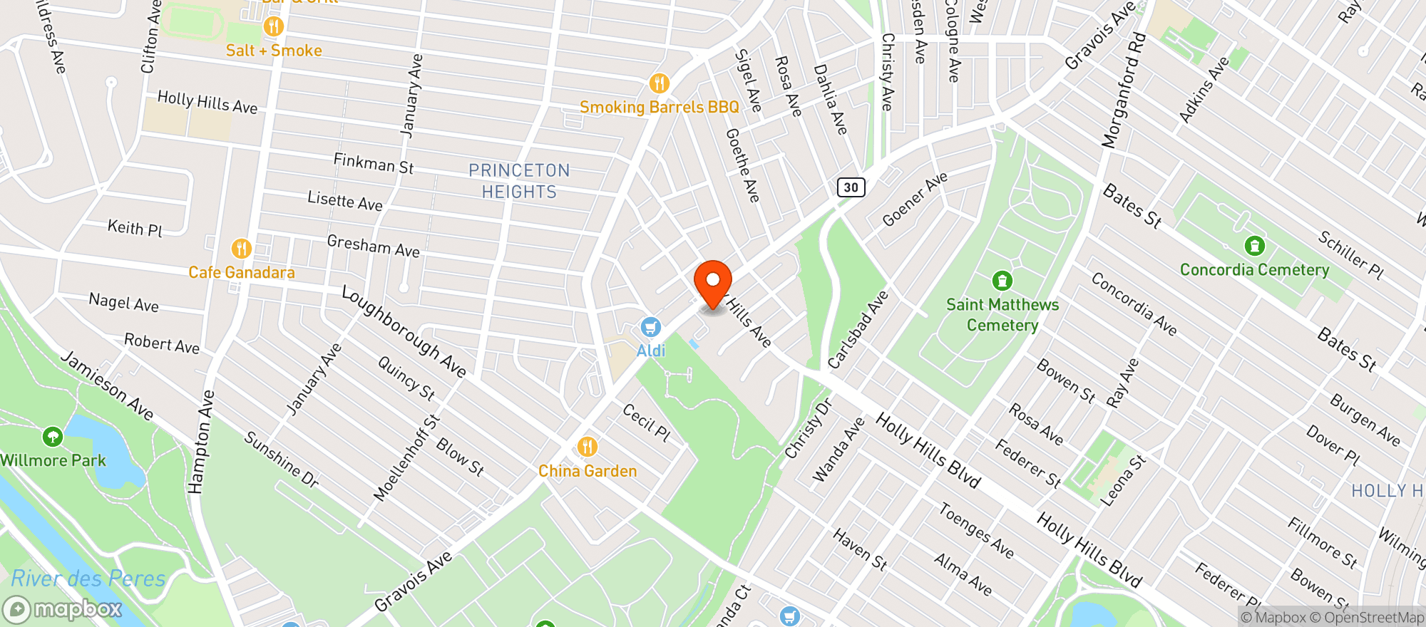 Map showing Royals Liqour -gravois