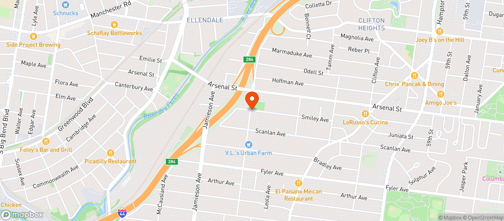Map showing Epiphany Lanes
