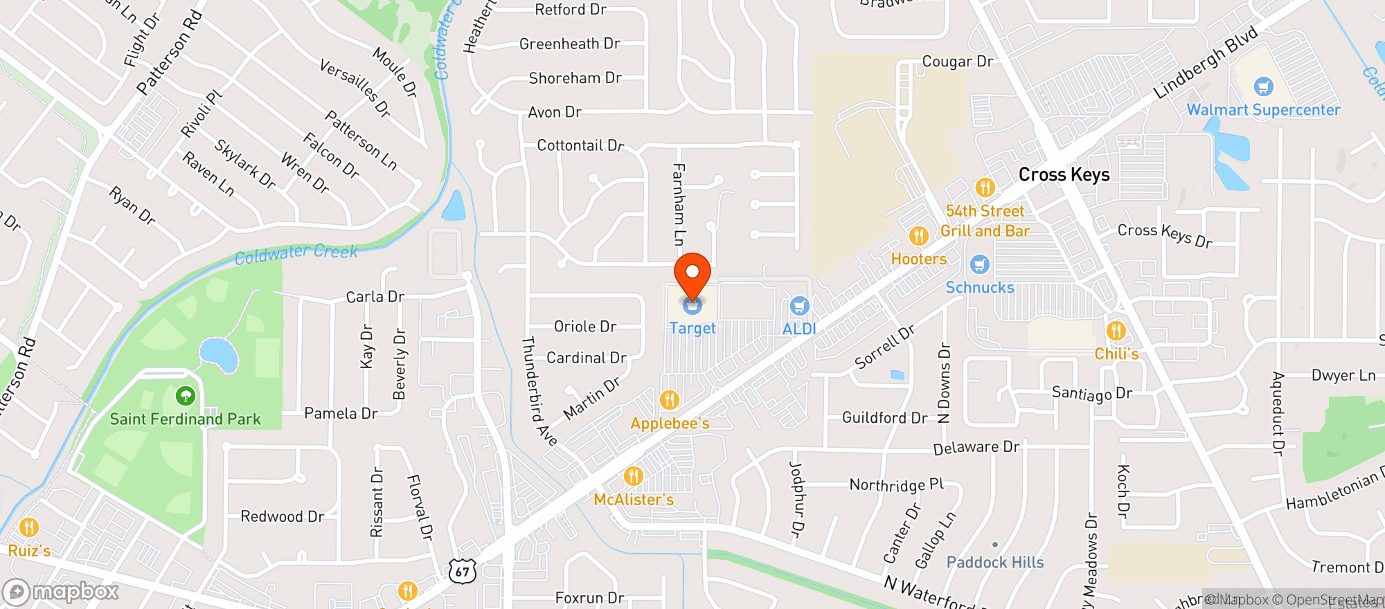 Map showing Target - Florissant