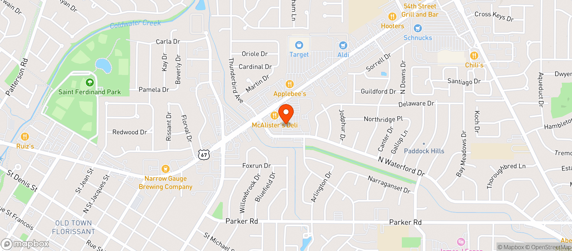 Map showing Door Dash