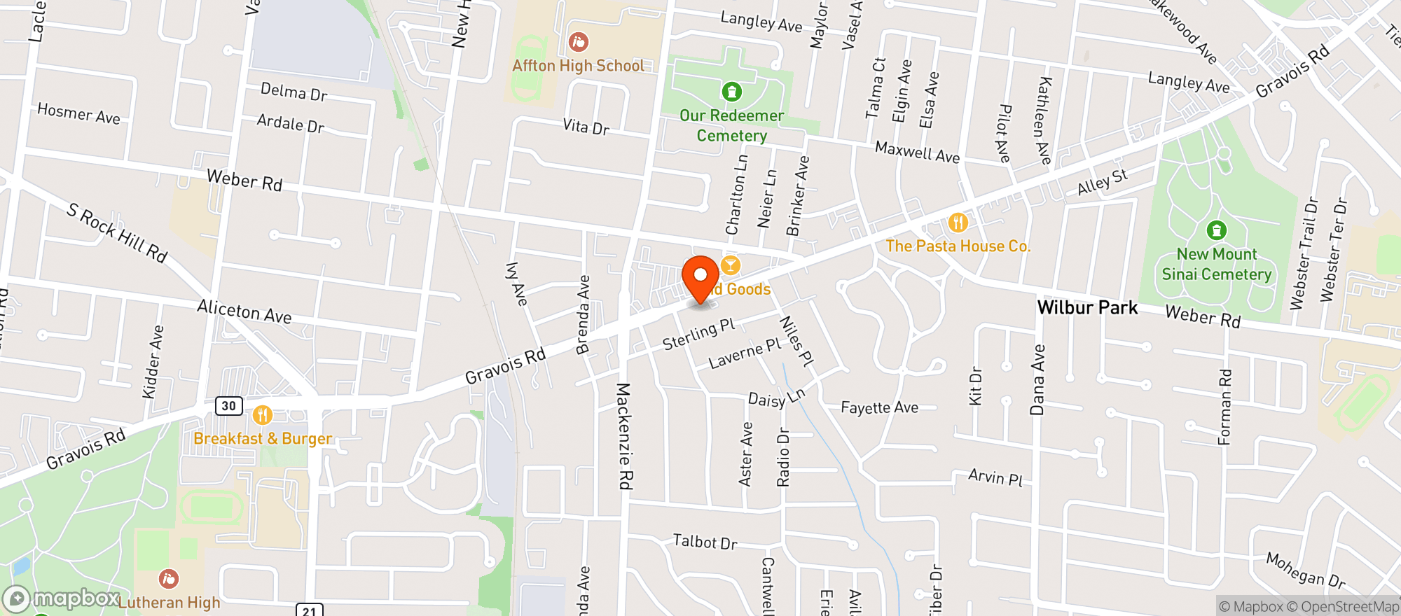 Map showing Clubhouse Bar & Grill