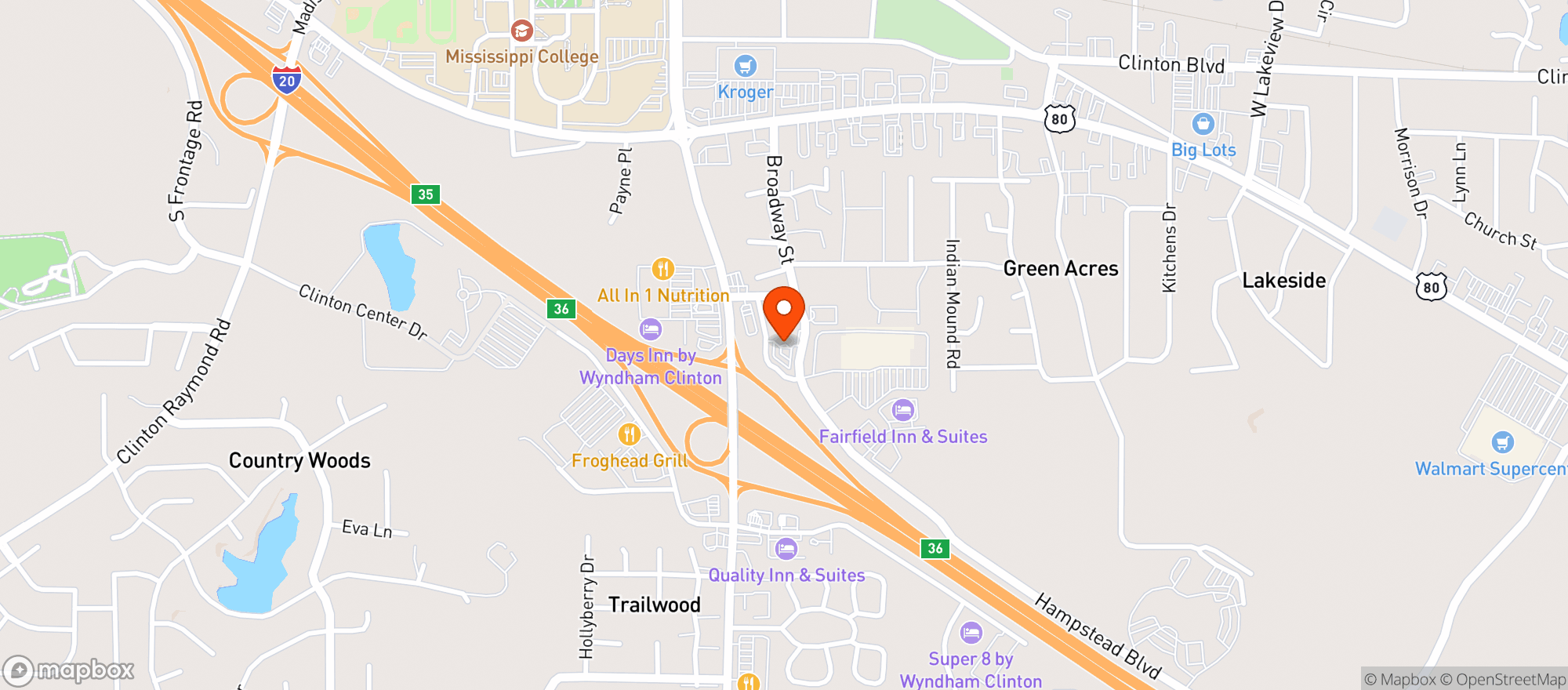 Map showing Hilton Garden Inn Jackson/clinton