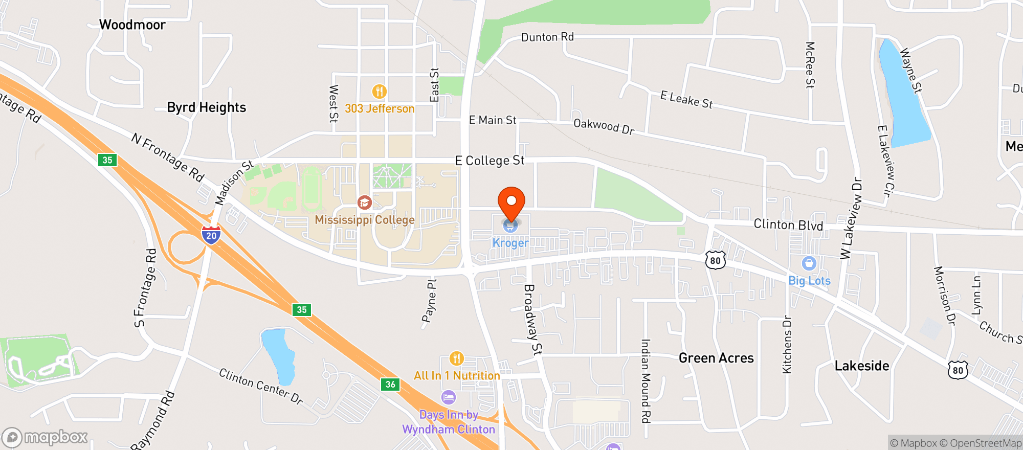 Map showing Kroger