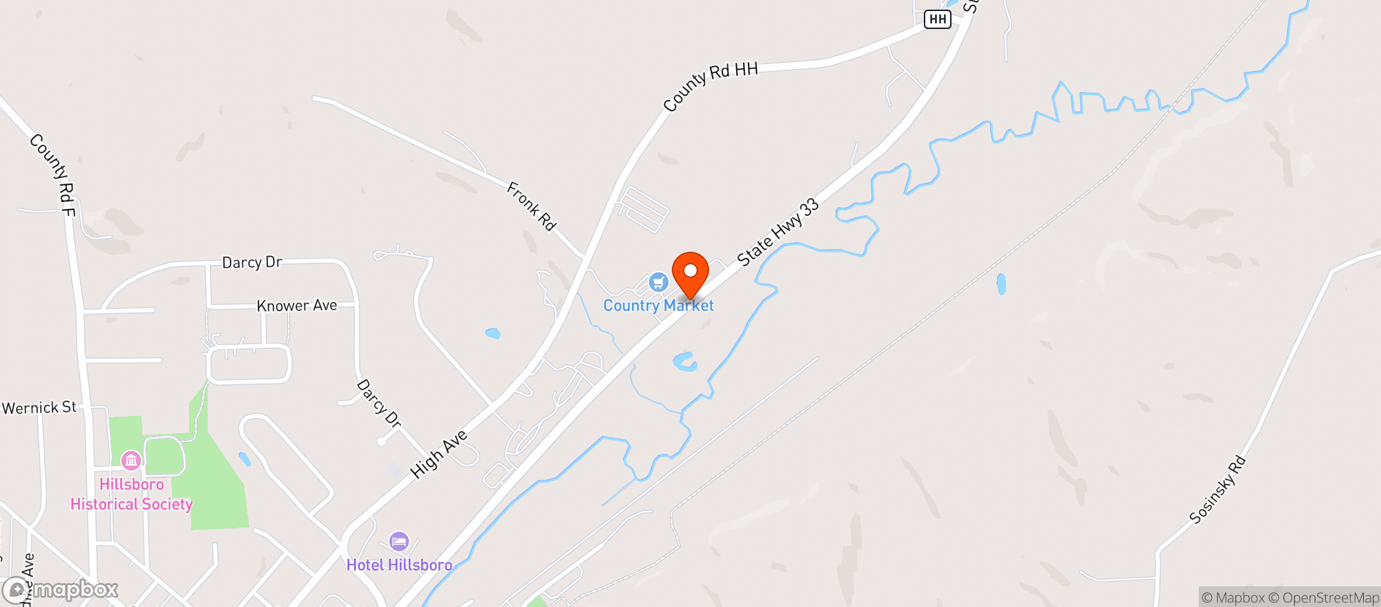 Map showing Hillsboro County Market