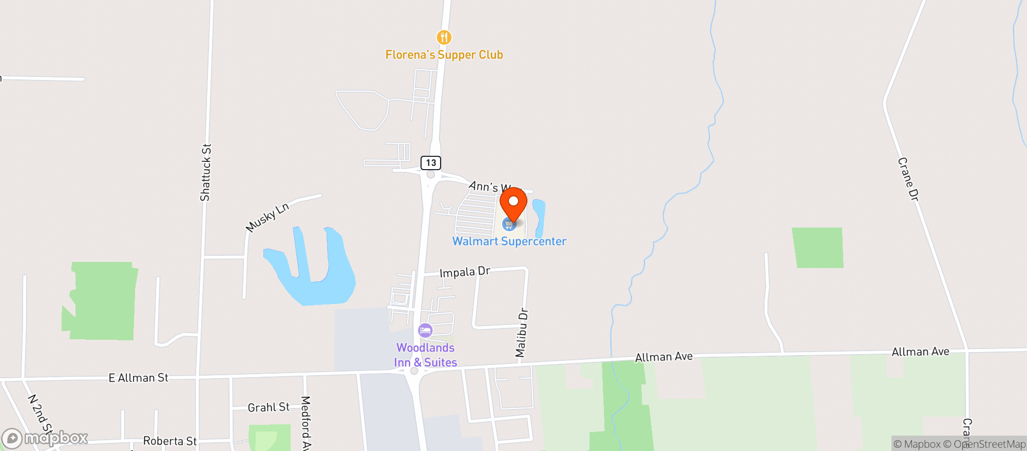 Map showing Walmart Supercenter