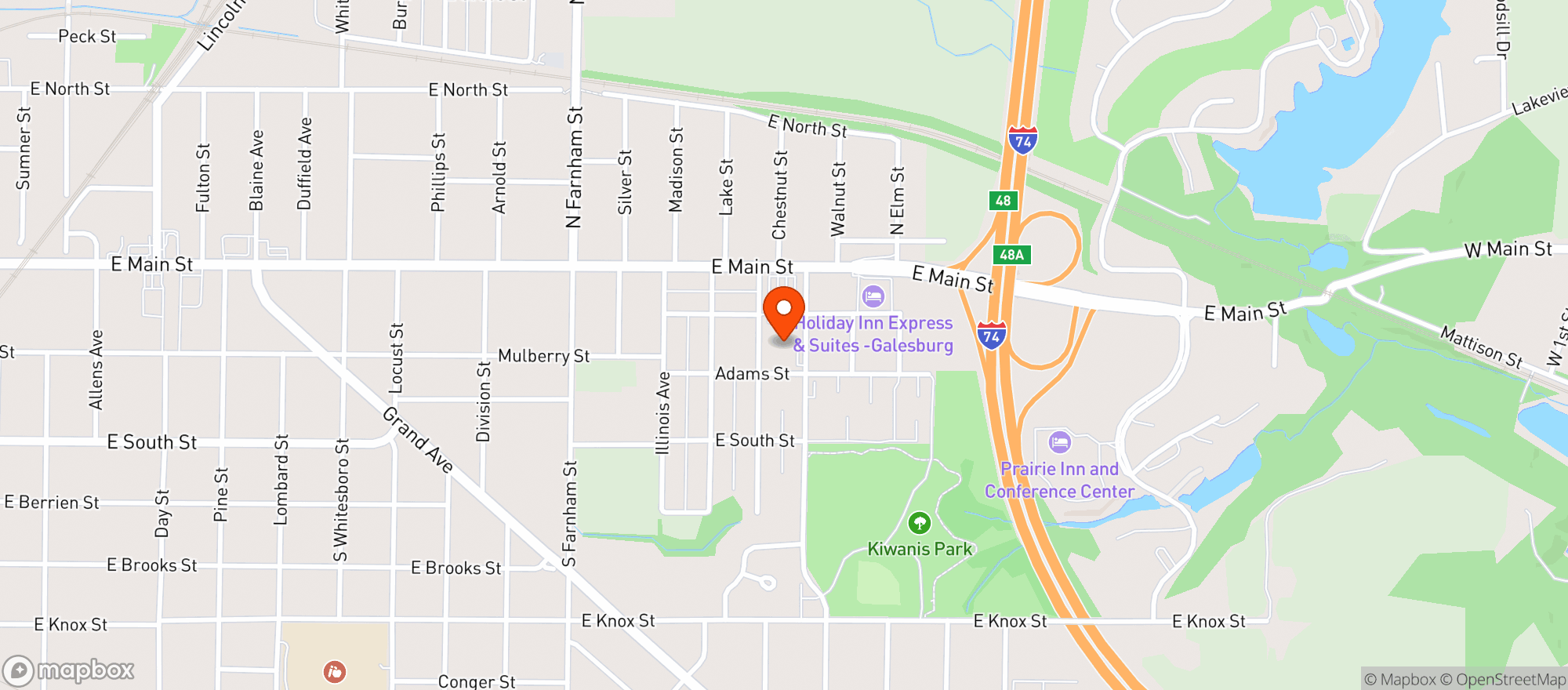 Map showing Hy-Vee Galesburg - Main #1216