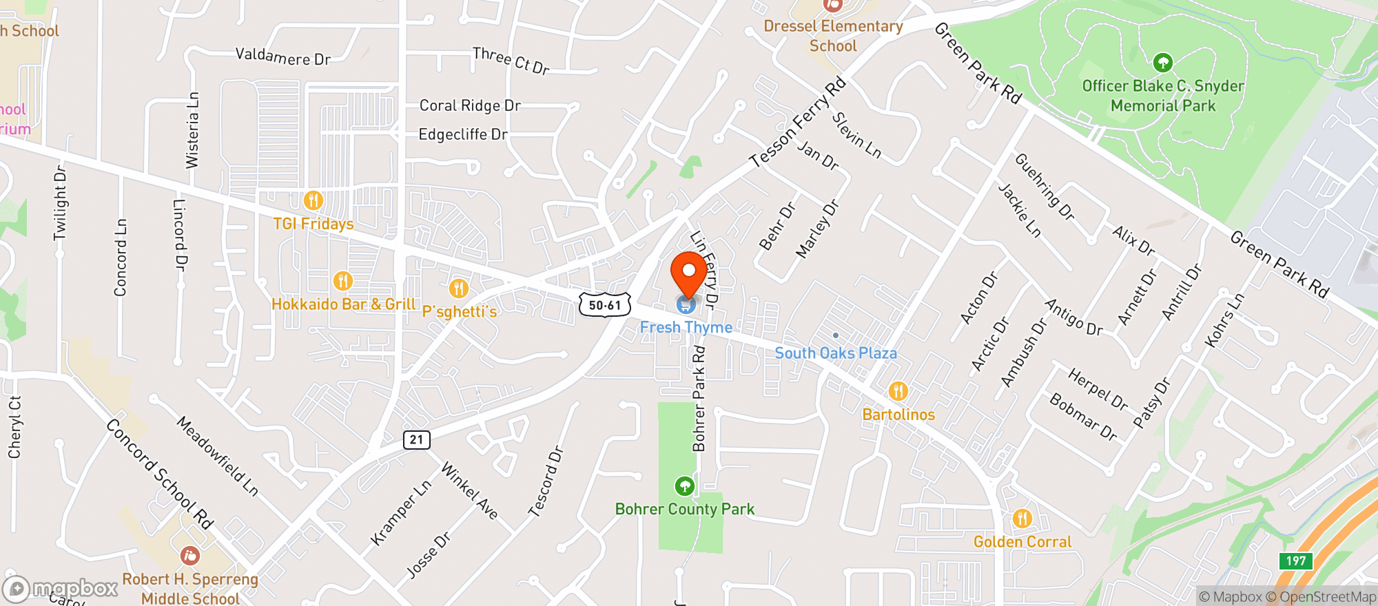 Map showing Fresh Thyme Farmers Market