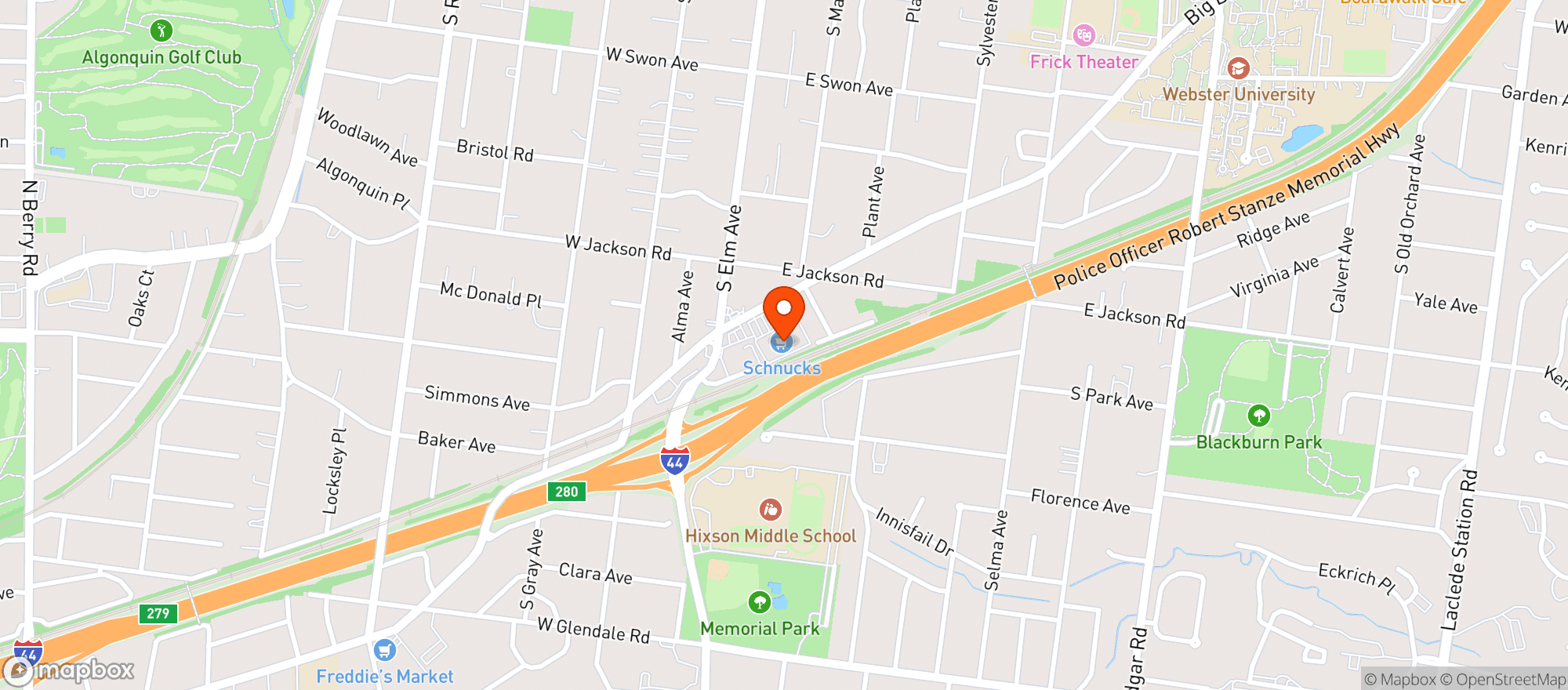 Map showing Schnucks #136 Webster