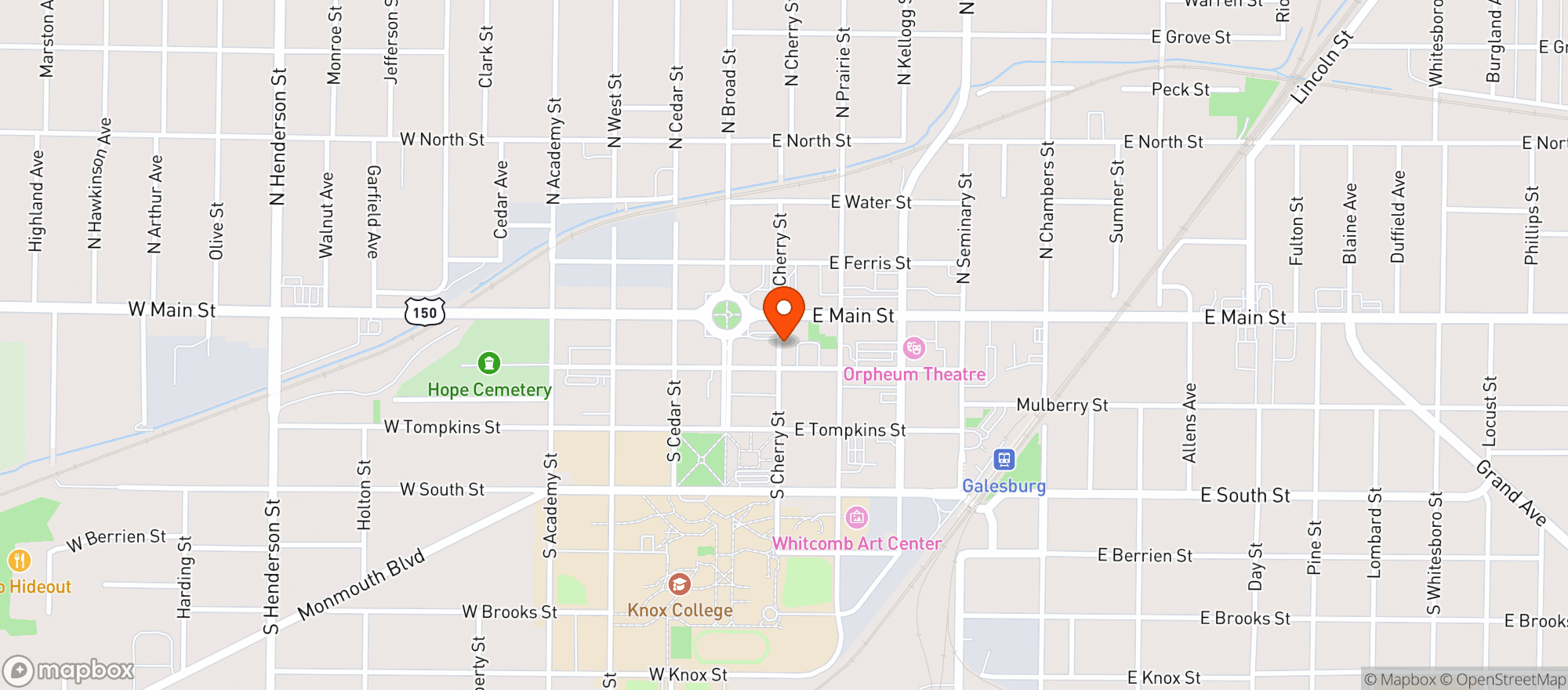 Map showing Cherry Street Restaurant & Bar