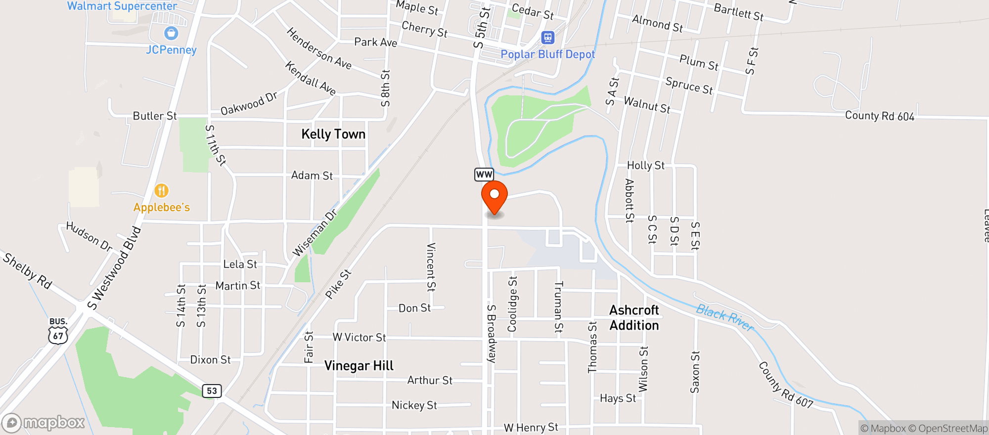 Map showing Jays Corner