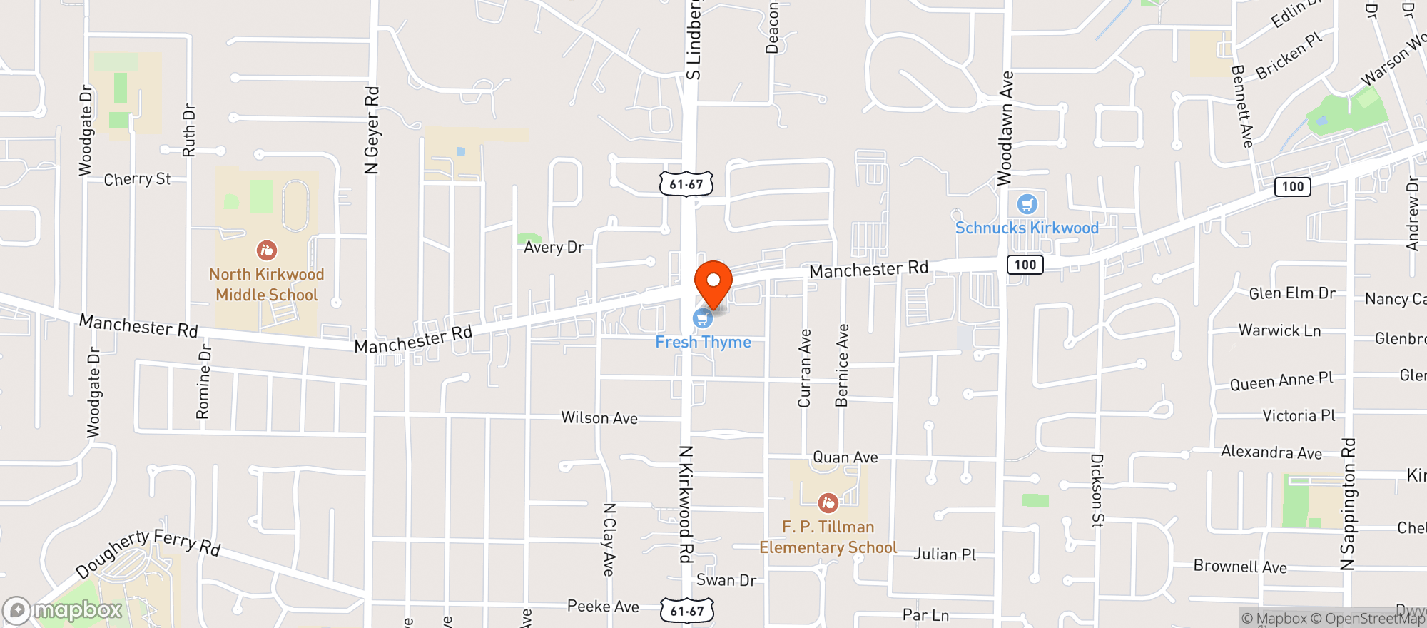 Map showing Fresh Thyme Farmers Market