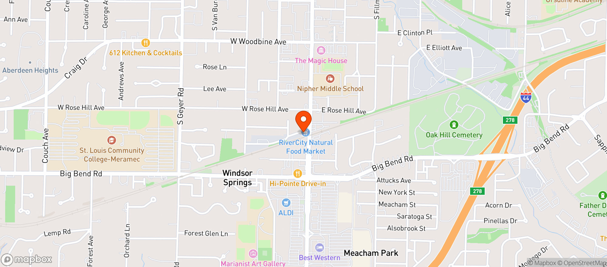 Map showing River City Health Foods