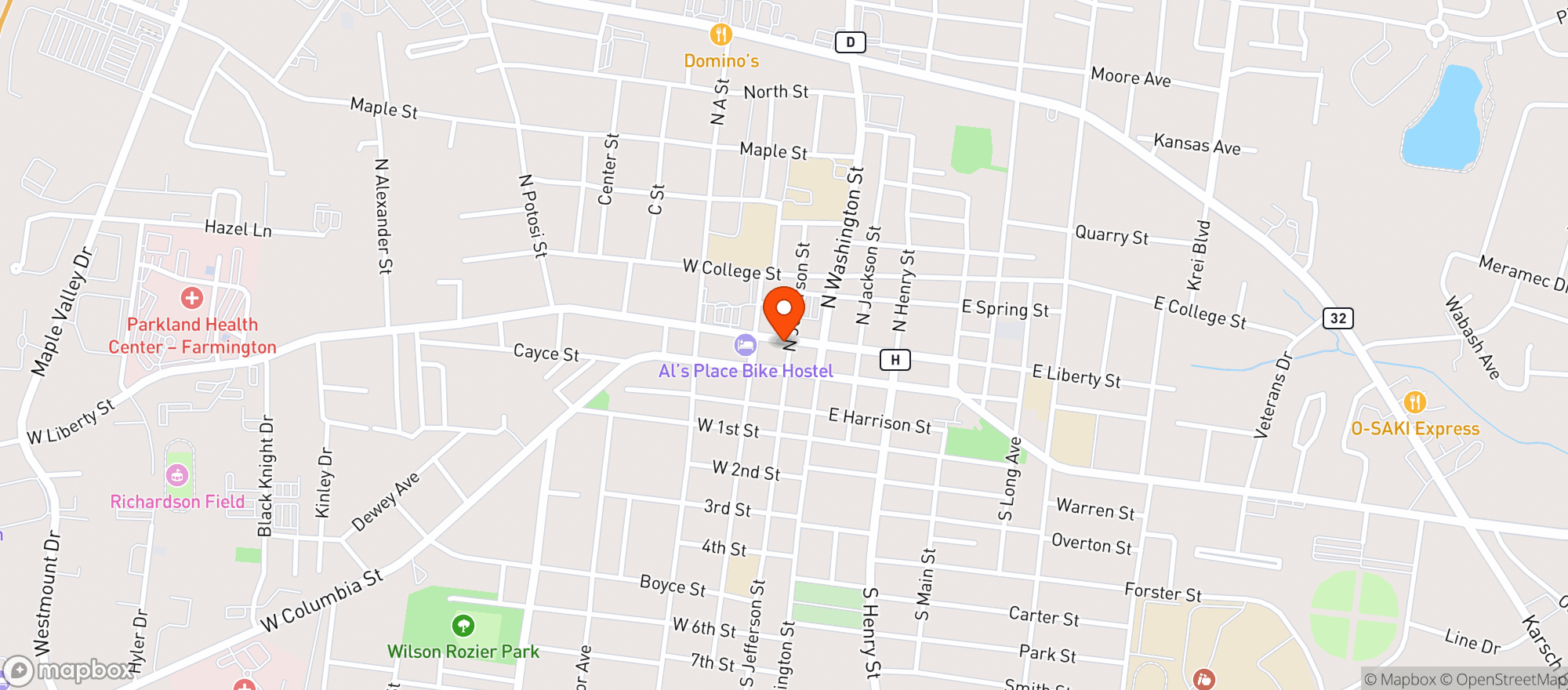 Map showing 214 Package Store