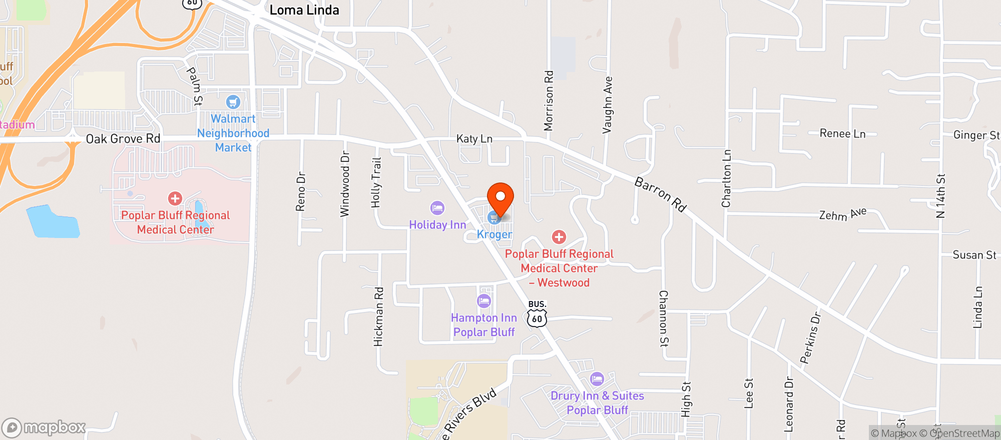 Map showing Kroger