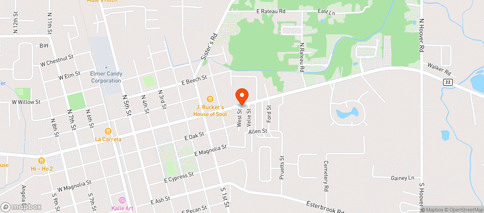Map showing ROUSES MARKET (PONCHATOULA)