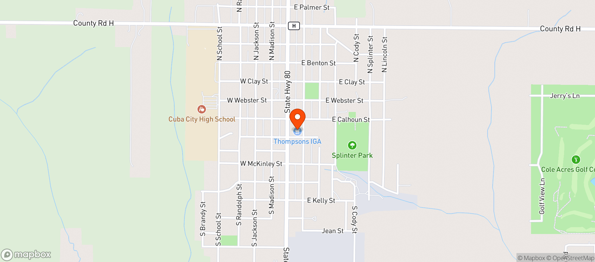 Map showing Thompson's IGA