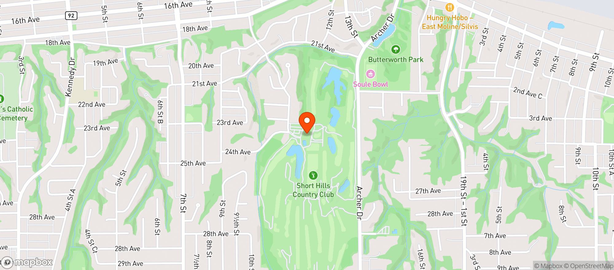 Map showing Short Hills Country Club
