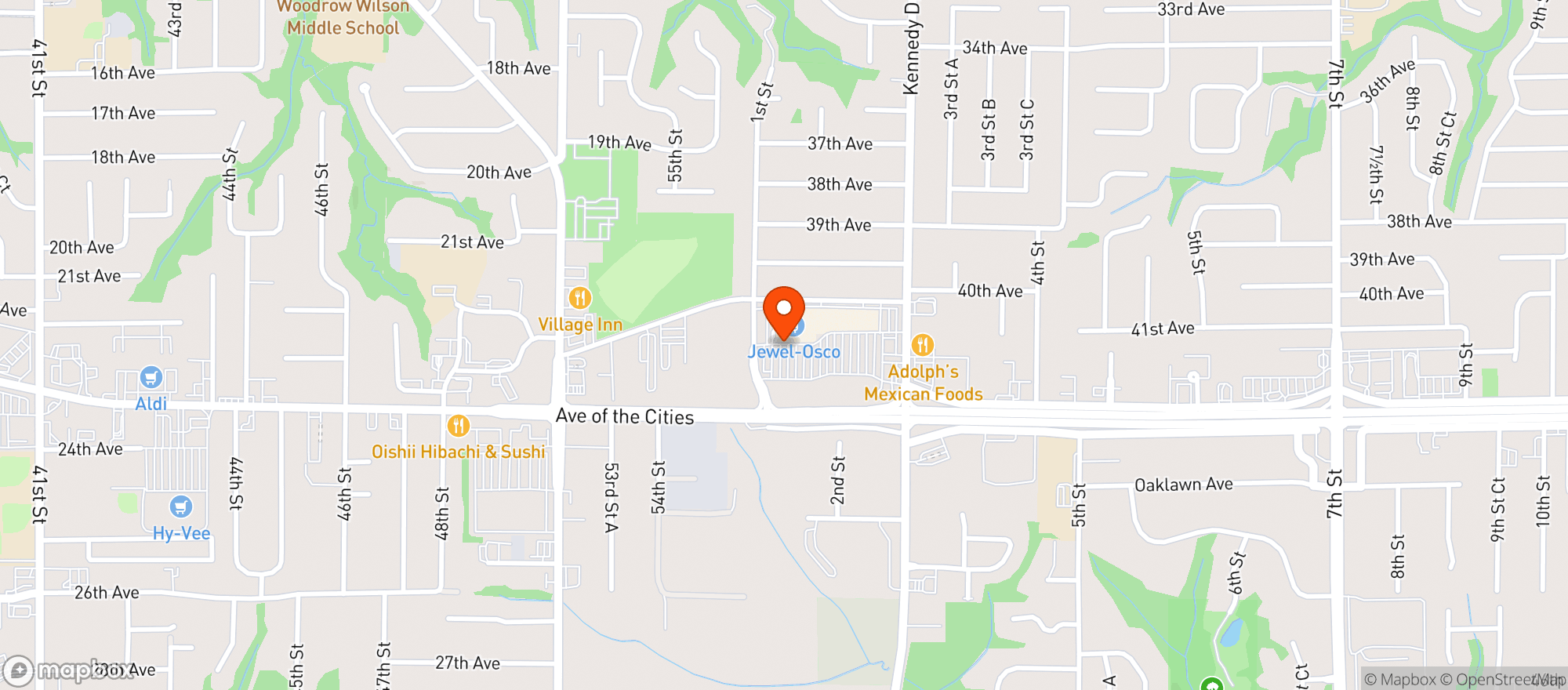 Map showing Osco Drugs #3770 East Moline