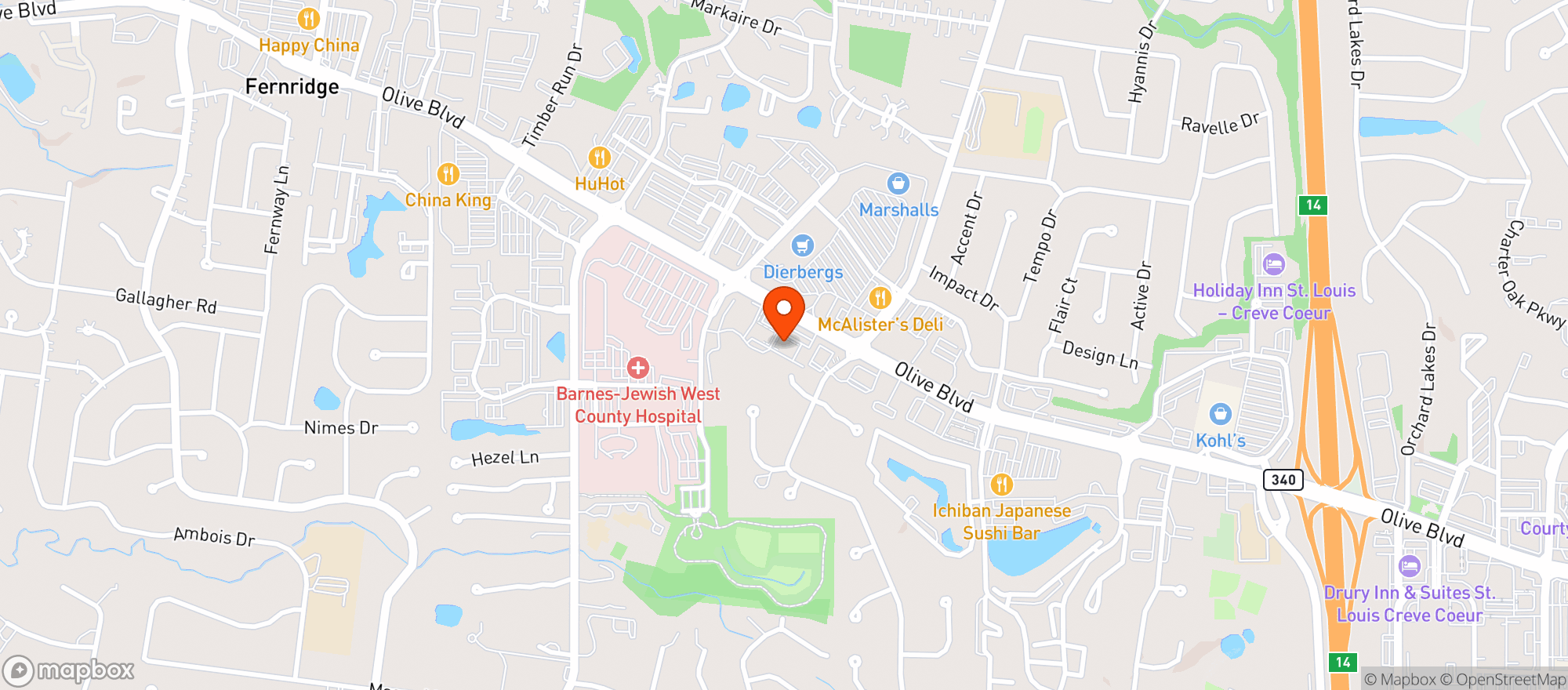 Map showing Joeys Seafood & Grill