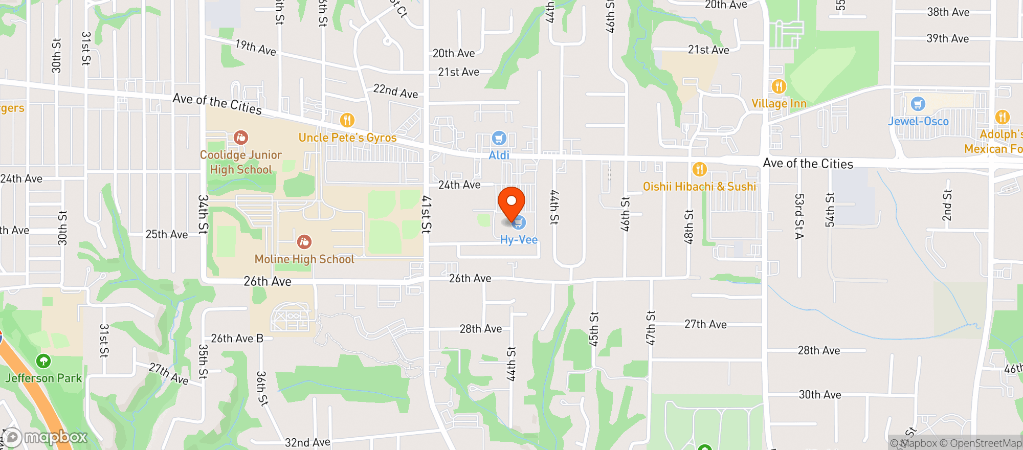 Map showing Hy-Vee Moline