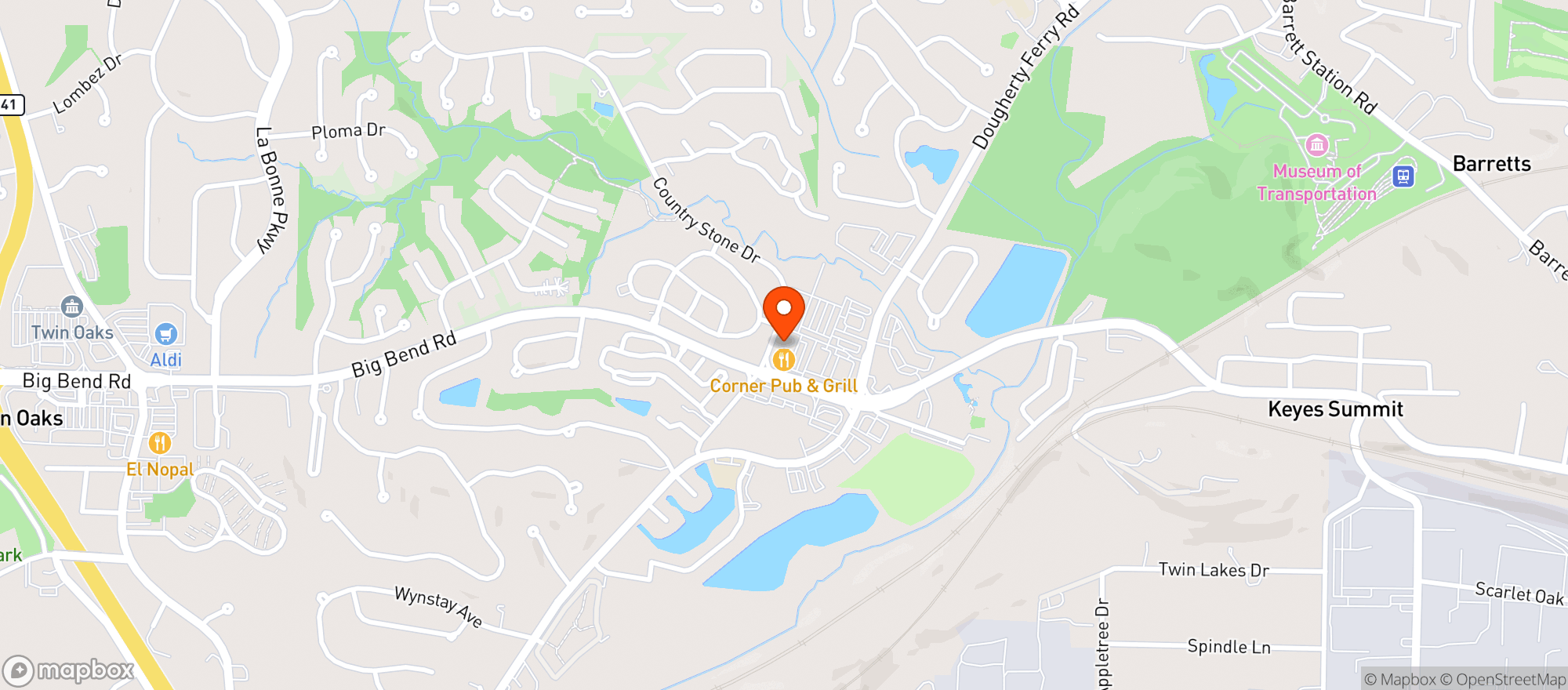 Map showing Corner Pub & Grill