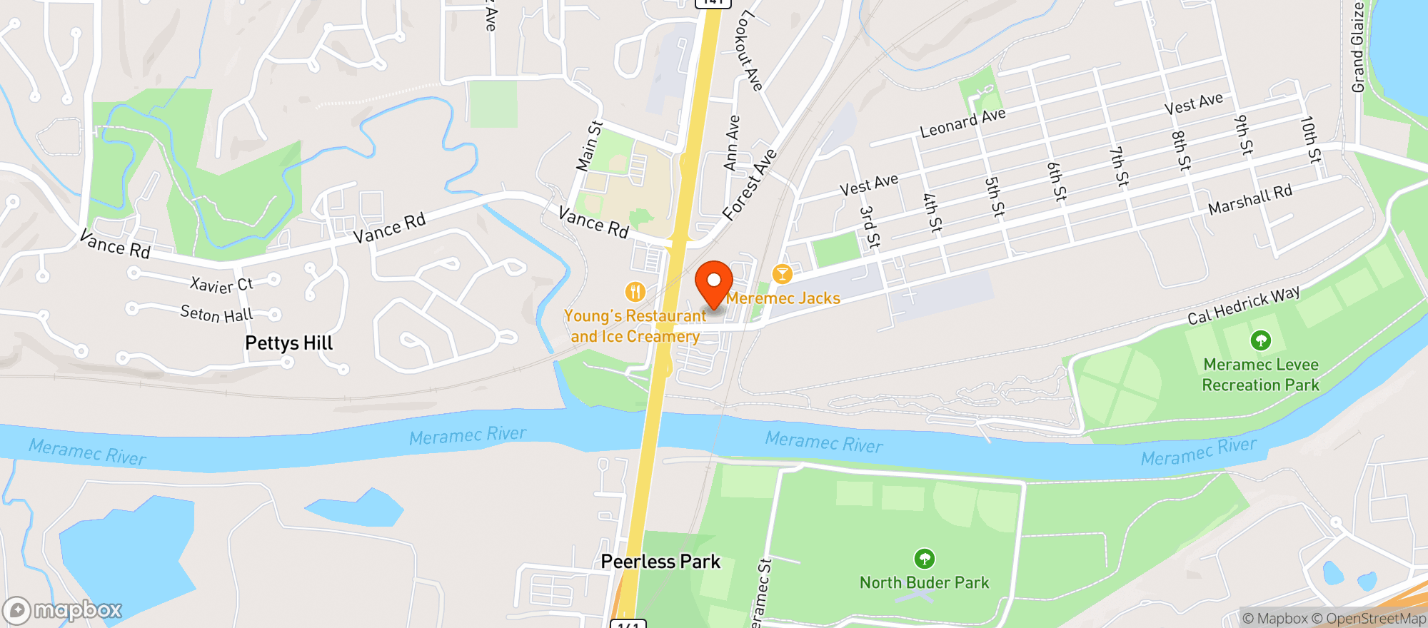 Map showing Meramec Jacks
