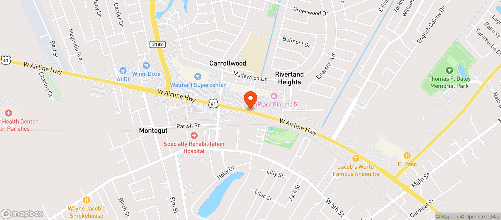Map showing Mathernes Supermarket at Riverlands