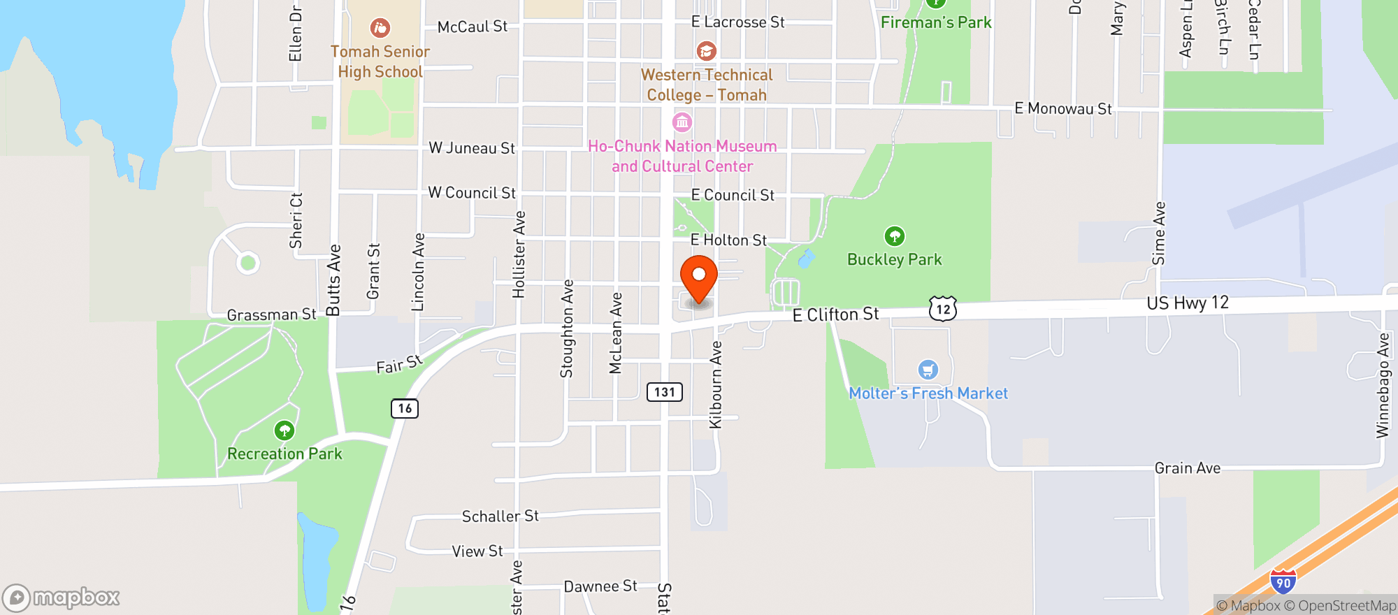 Map showing Kwik Trip #718 - Tomah Superior