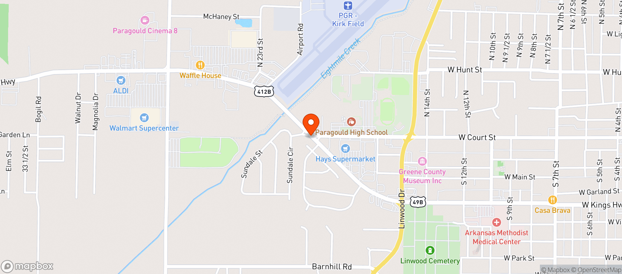 Map showing The Paragould Liquor Store