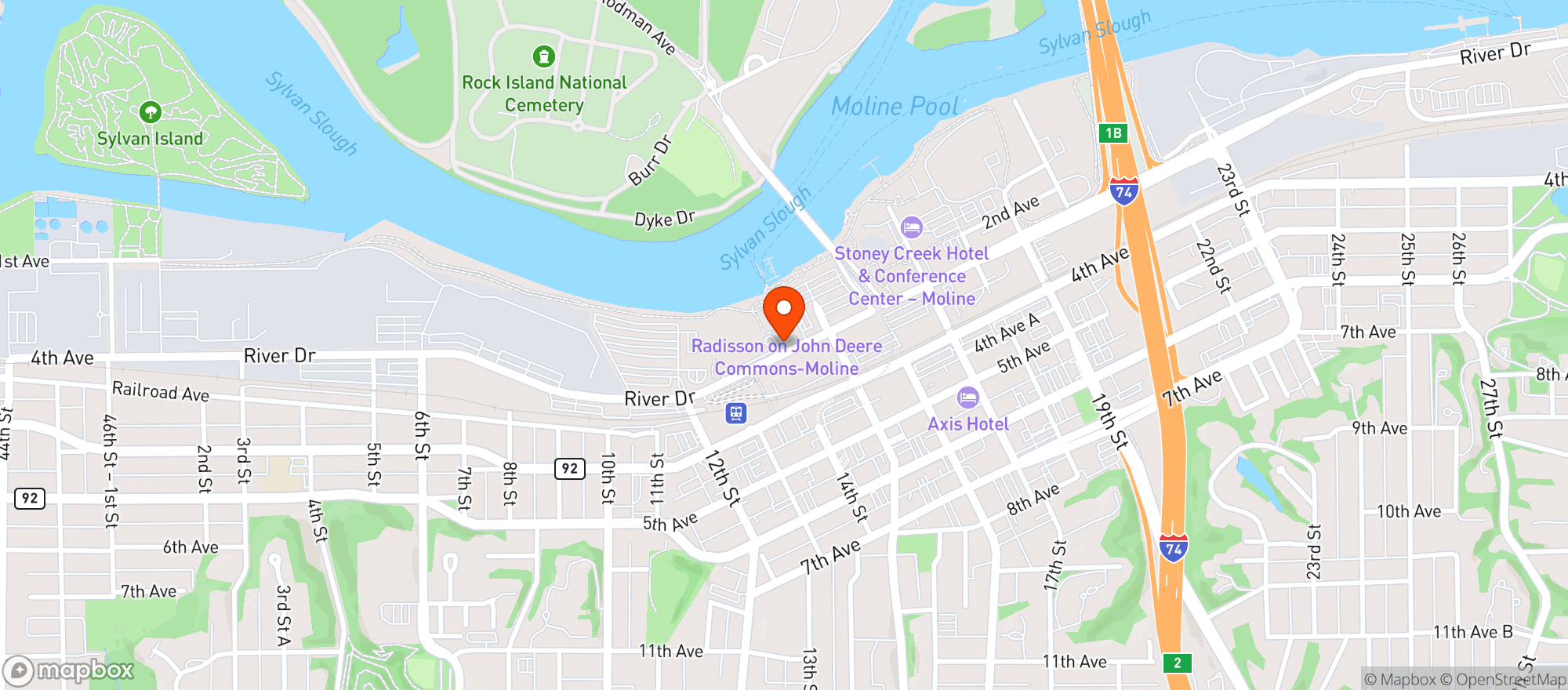 Map showing Bass Street