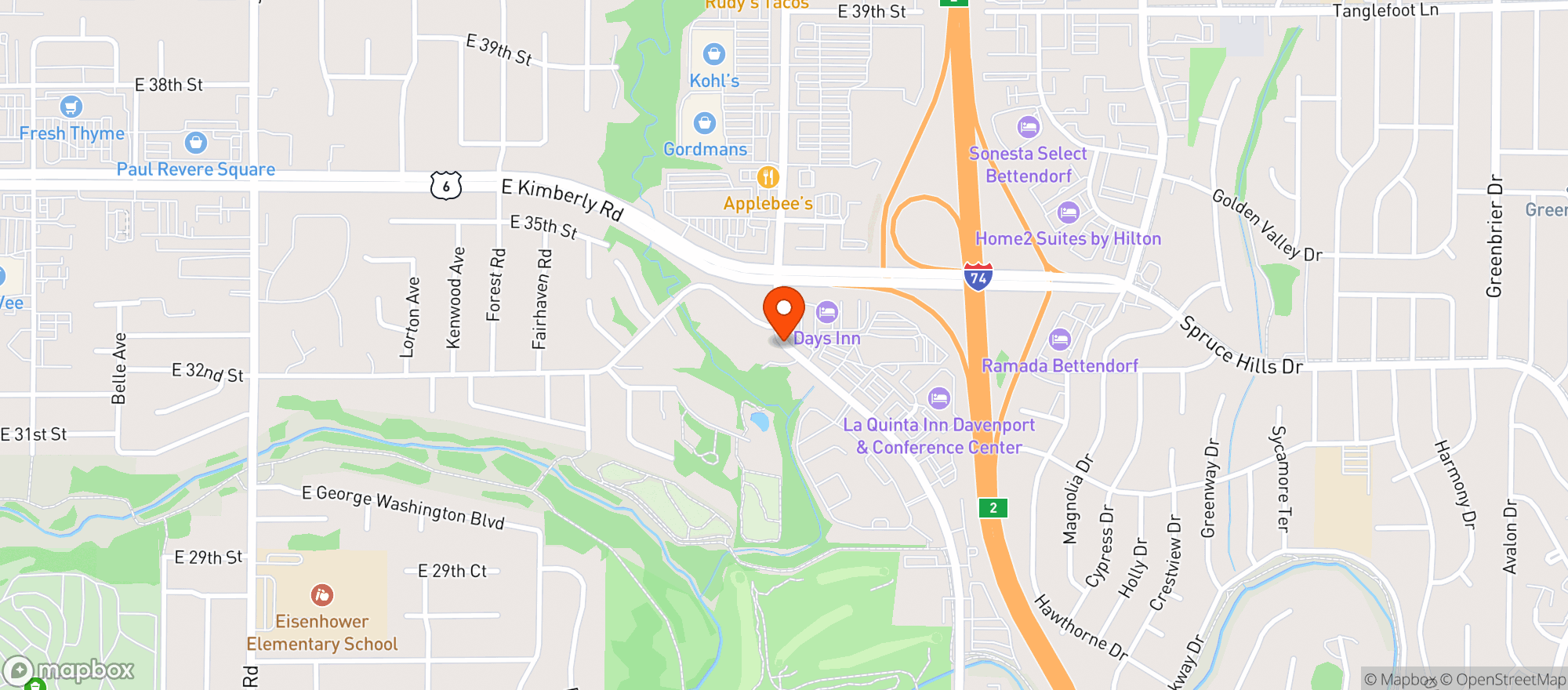 Map showing Hy Vee Fast & Fresh