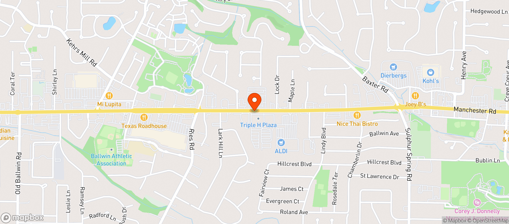 Map showing The Brothers Beer & Bourbon House Ballwin