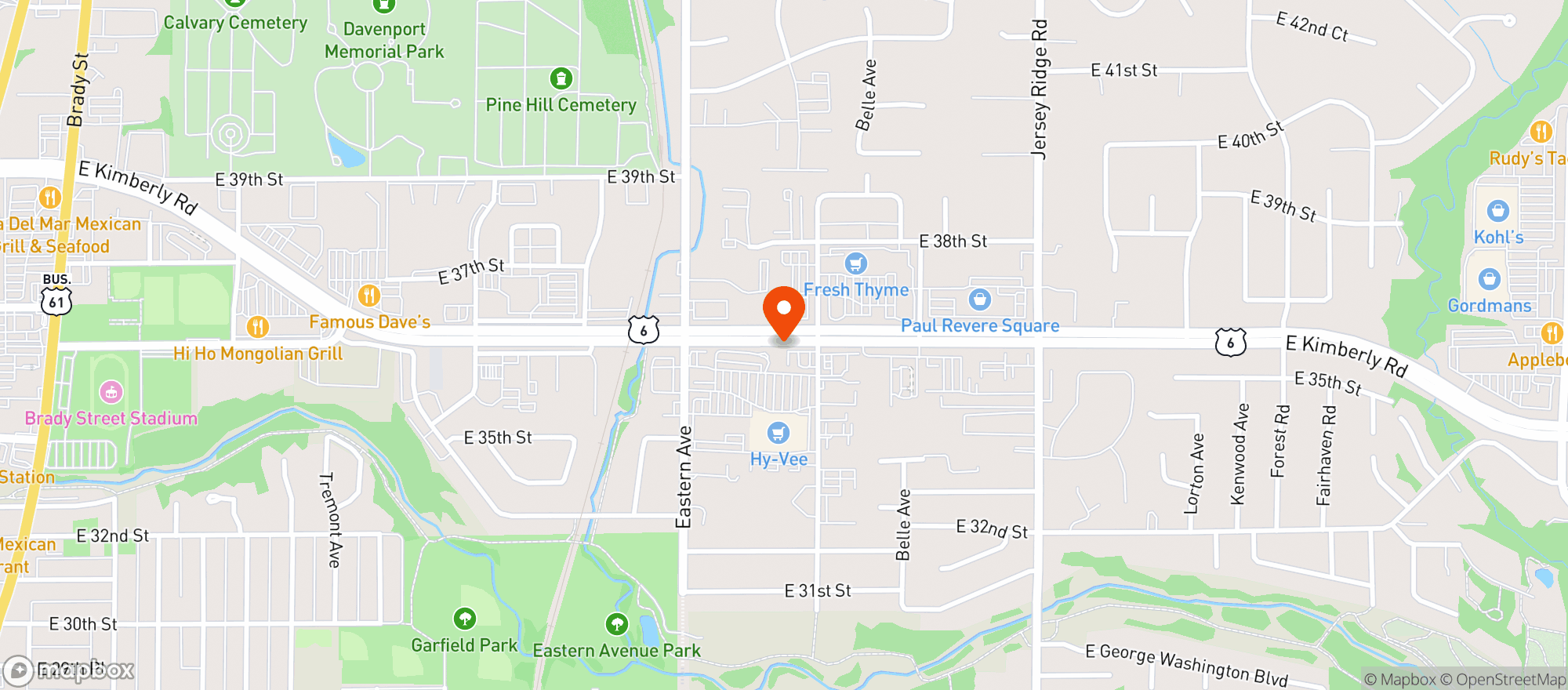 Map showing Hy Vee Wine & Spirits #1107