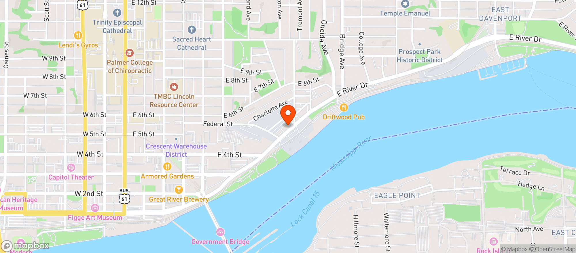 Map showing Riverside Liquor