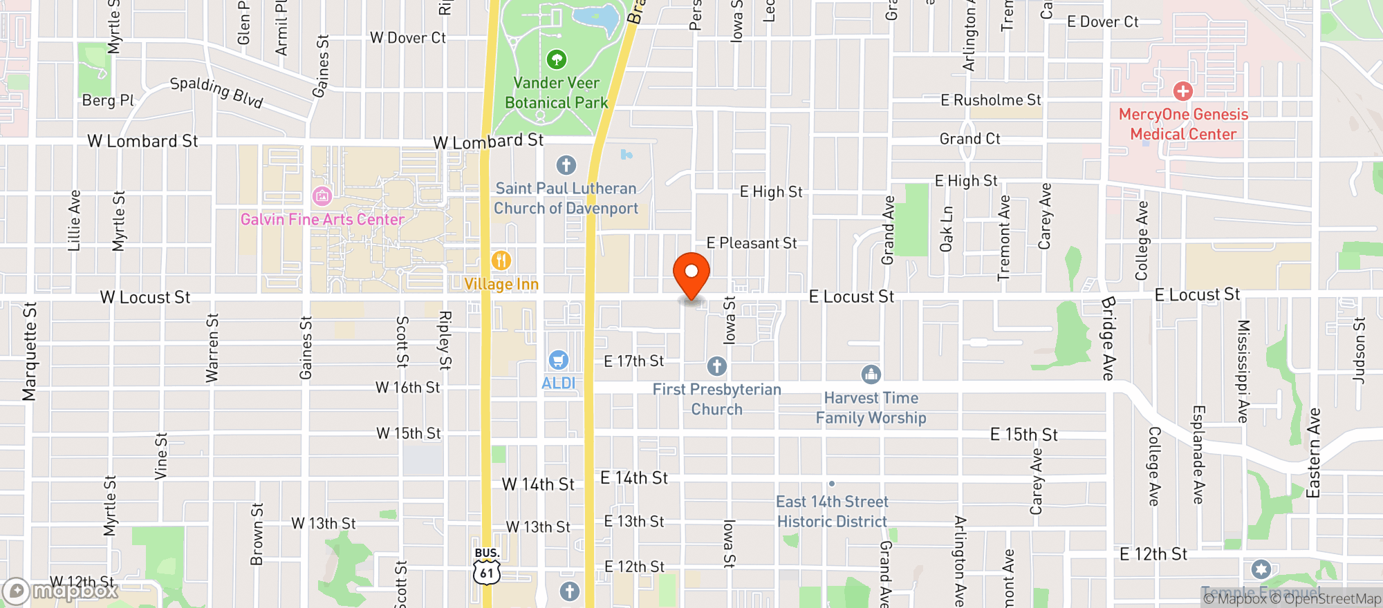 Map showing Essentials Locust St