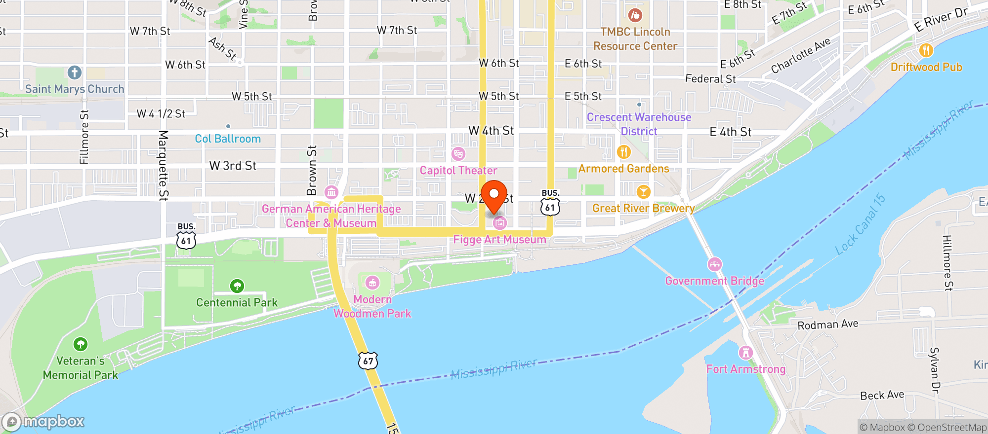 Map showing Figgie Art Museum