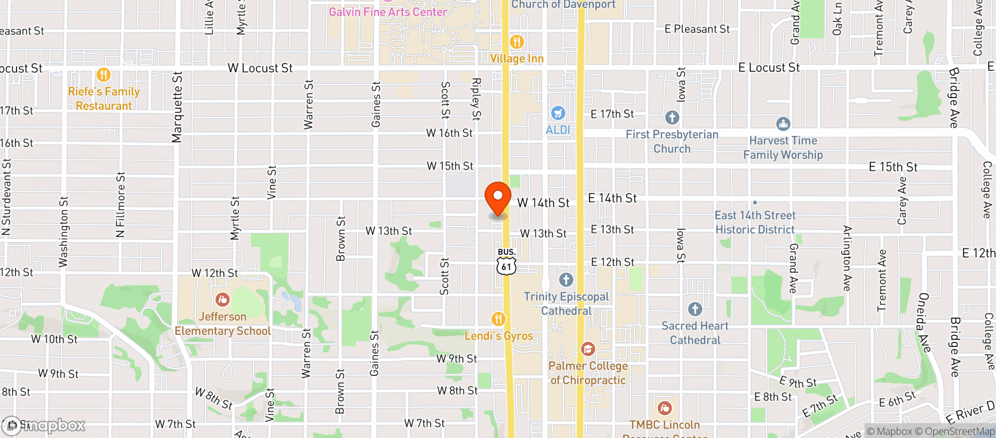 Map showing Hilltop Grocery